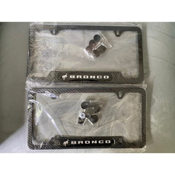 Ford Bronco Metal Carbon Fiber Black License Plate Frames (Set of 2) NEW - Picture 4 of 4